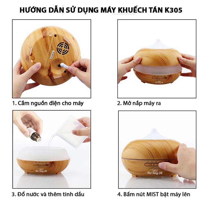 cách sử dụng máy xông tinh dầu k305